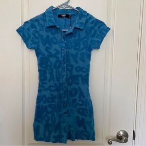 Jaded London Blue Polo Collar Mini Dress